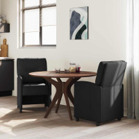 Produktbild för Matstolar med hjul med hjul 2 pcs Svart 57 x 67 x 95 cm tyg
