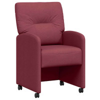 Produktbild för Matstolar med hjul med hjul 2 pcs Vinröd 57 x 67 x 95 cm tyg