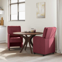 Produktbild för Matstolar med hjul med hjul 2 pcs Vinröd 57 x 67 x 95 cm tyg