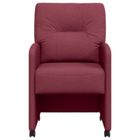 Produktbild för Matstolar med hjul med hjul 2 pcs Vinröd 57 x 67 x 95 cm tyg