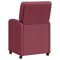 Produktbild för Matstolar med hjul med hjul 2 pcs Vinröd 57 x 67 x 95 cm tyg