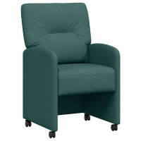 Produktbild för Matstolar med hjul med hjul 2 pcs Mörkgrön 57 x 67 x 95 cm tyg
