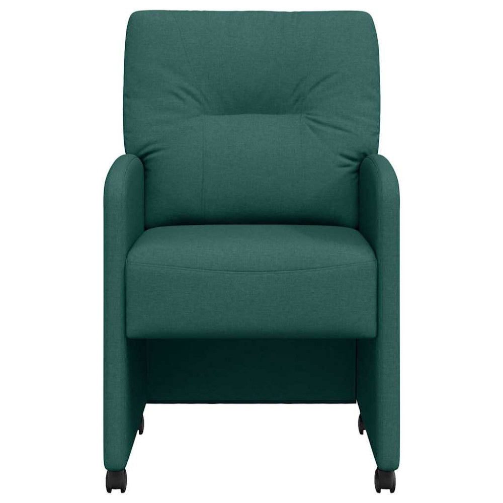 Produktbild för Matstolar med hjul med hjul 2 pcs Mörkgrön 57 x 67 x 95 cm tyg
