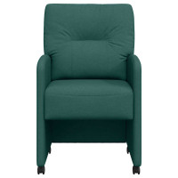 Produktbild för Matstolar med hjul med hjul 2 pcs Mörkgrön 57 x 67 x 95 cm tyg
