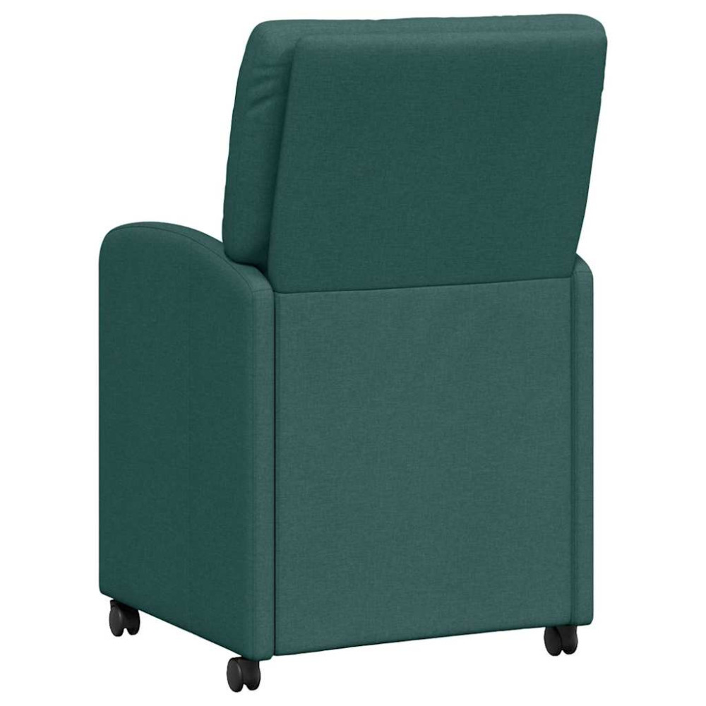 Produktbild för Matstolar med hjul med hjul 2 pcs Mörkgrön 57 x 67 x 95 cm tyg