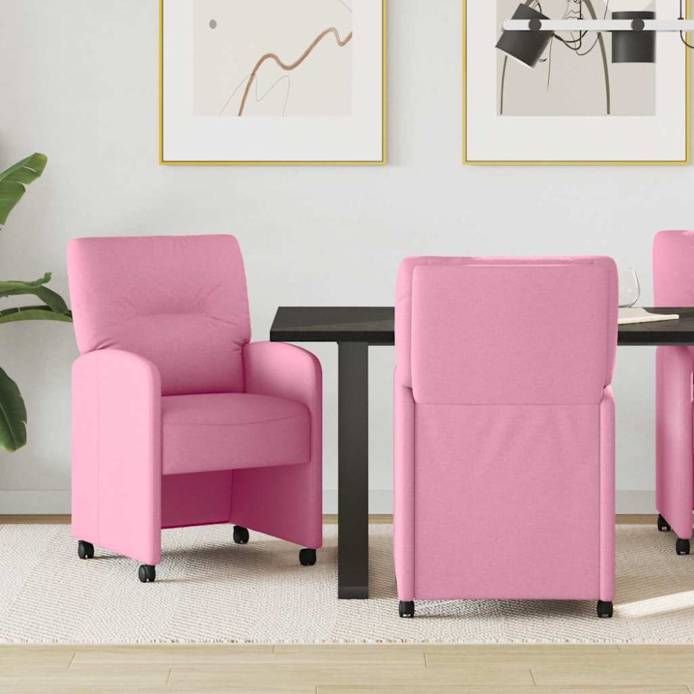 Produktbild för Matstolar med hjul med hjul 2 pcs Rosa 57 x 67 x 95 cm tyg