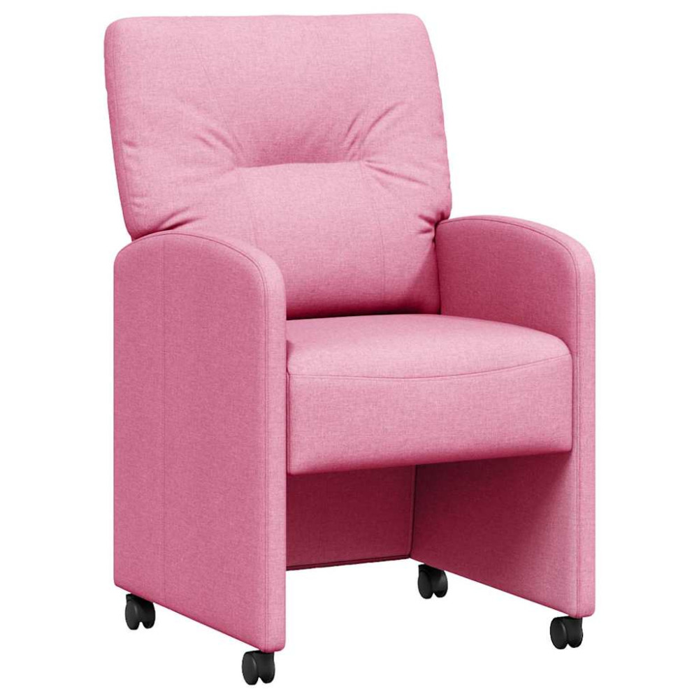 Produktbild för Matstolar med hjul med hjul 2 pcs Rosa 57 x 67 x 95 cm tyg