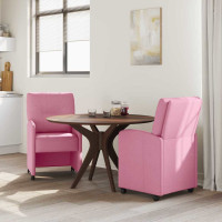 Produktbild för Matstolar med hjul med hjul 2 pcs Rosa 57 x 67 x 95 cm tyg