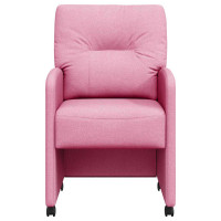Produktbild för Matstolar med hjul med hjul 2 pcs Rosa 57 x 67 x 95 cm tyg