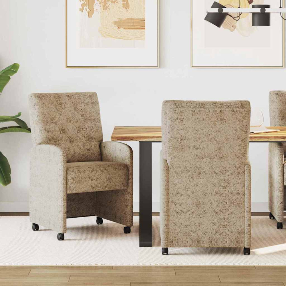 Produktbild för Matstolar med hjul med hjul 2 pcs Ljusgrå 58 x 67 x 97 cm