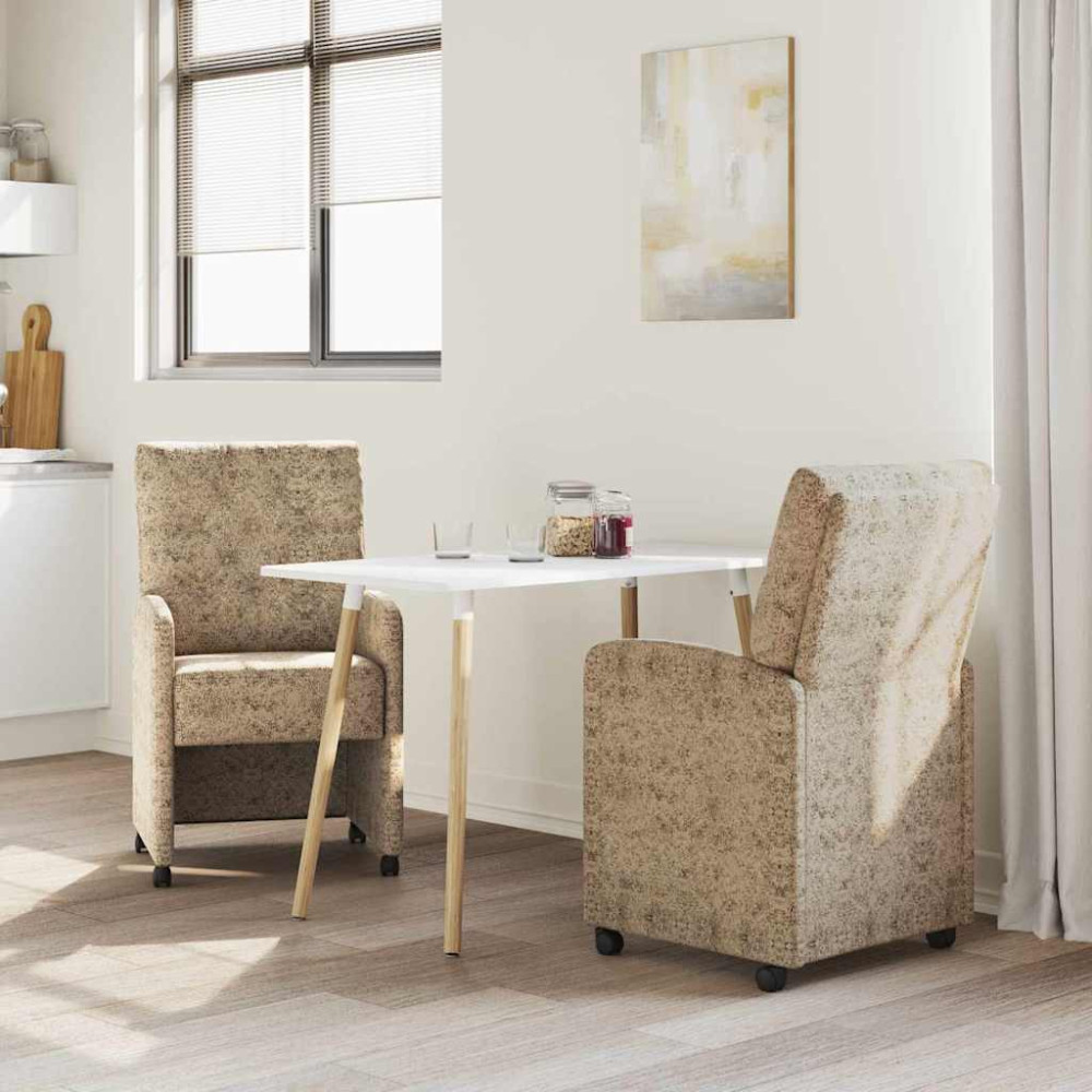 Produktbild för Matstolar med hjul med hjul 2 pcs Ljusgrå 58 x 67 x 97 cm