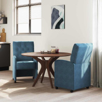 Produktbild för Matstolar med hjul med hjul 2 pcs Blå 58 x 67 x 97 cm Sammet
