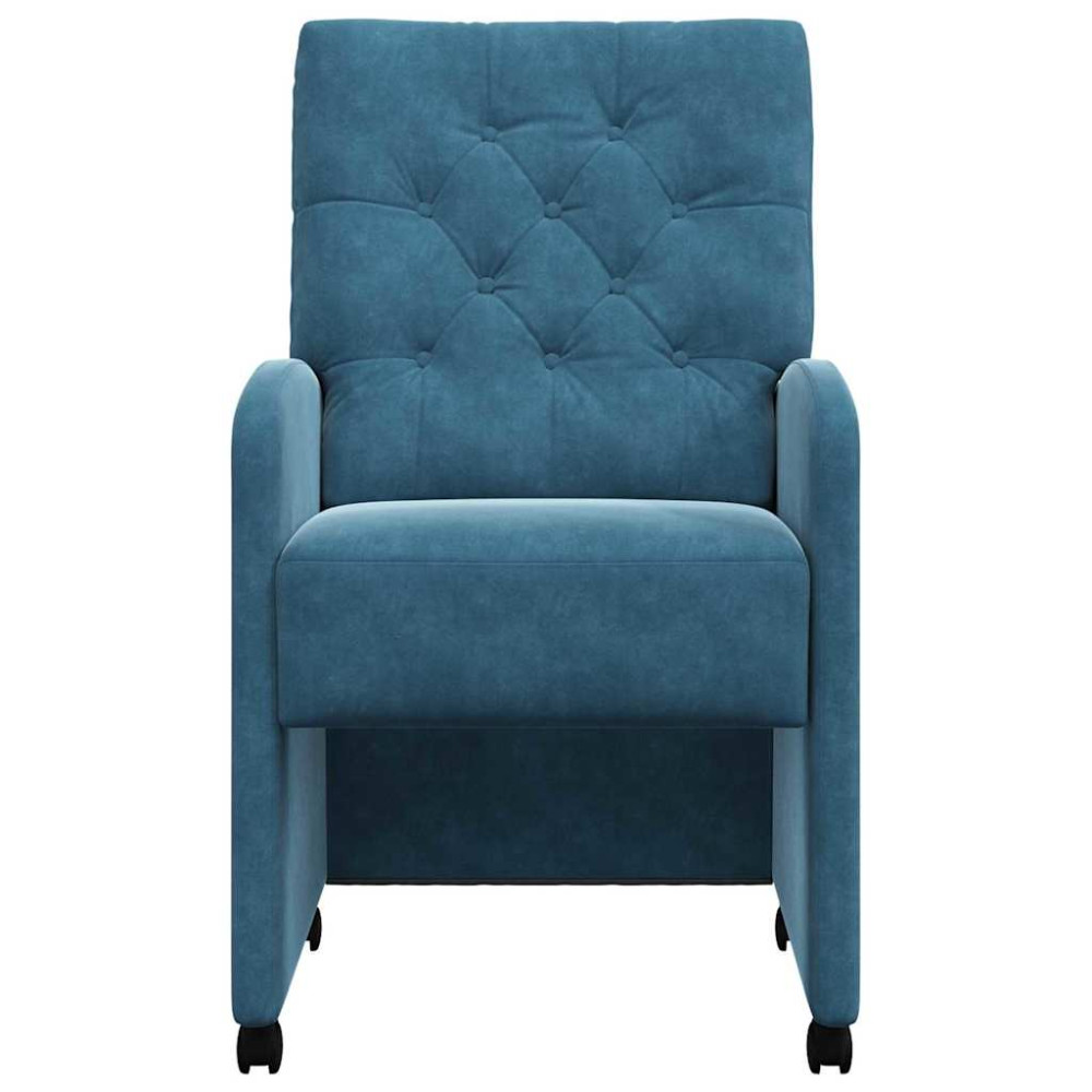 Produktbild för Matstolar med hjul med hjul 2 pcs Blå 58 x 67 x 97 cm Sammet