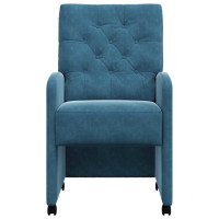 Produktbild för Matstolar med hjul med hjul 2 pcs Blå 58 x 67 x 97 cm Sammet