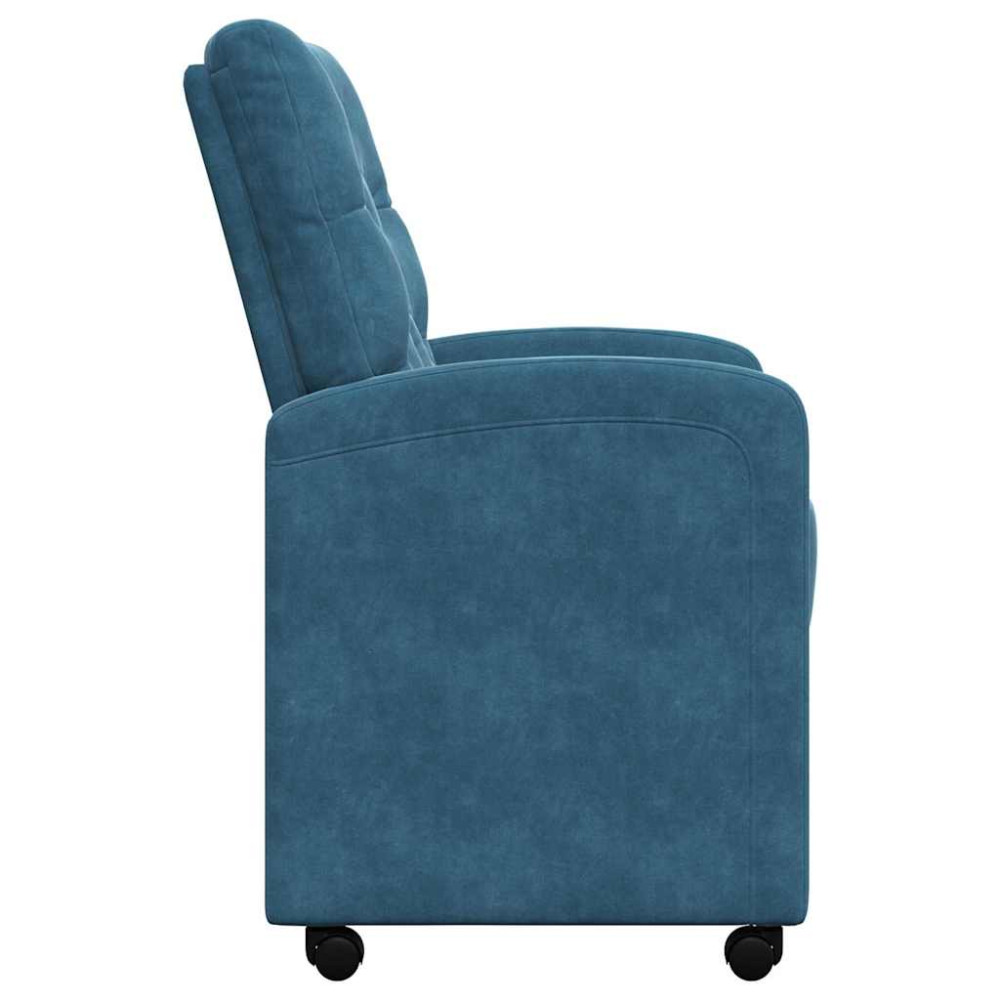 Produktbild för Matstolar med hjul med hjul 2 pcs Blå 58 x 67 x 97 cm Sammet