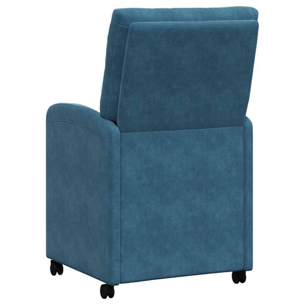 Produktbild för Matstolar med hjul med hjul 2 pcs Blå 58 x 67 x 97 cm Sammet