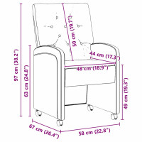 Produktbild för Matstolar med hjul 2 pcs Ljusgrå 58 x 67 x 97 cm Sammet