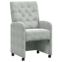 Produktbild för Matstolar med hjul 2 pcs Ljusgrå 58 x 67 x 97 cm Sammet