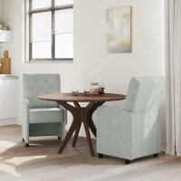 Produktbild för Matstolar med hjul 2 pcs Ljusgrå 58 x 67 x 97 cm Sammet