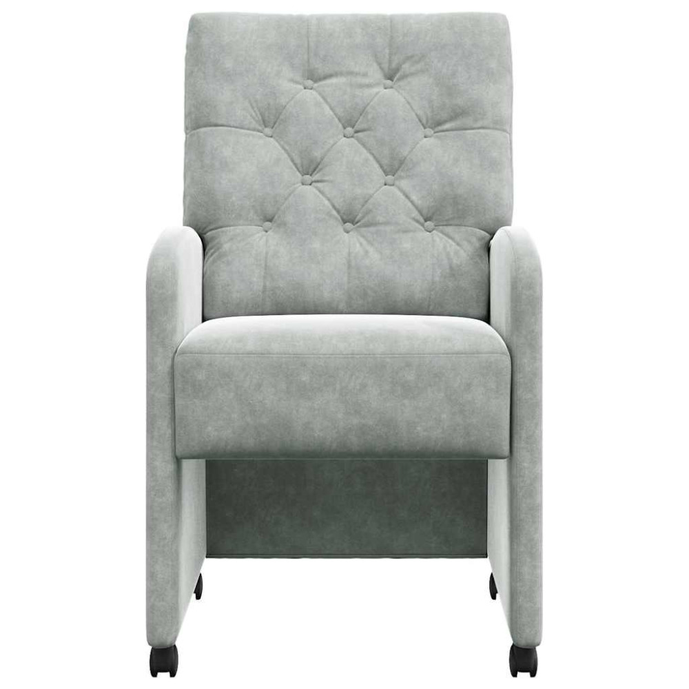 Produktbild för Matstolar med hjul 2 pcs Ljusgrå 58 x 67 x 97 cm Sammet