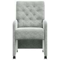 Produktbild för Matstolar med hjul 2 pcs Ljusgrå 58 x 67 x 97 cm Sammet