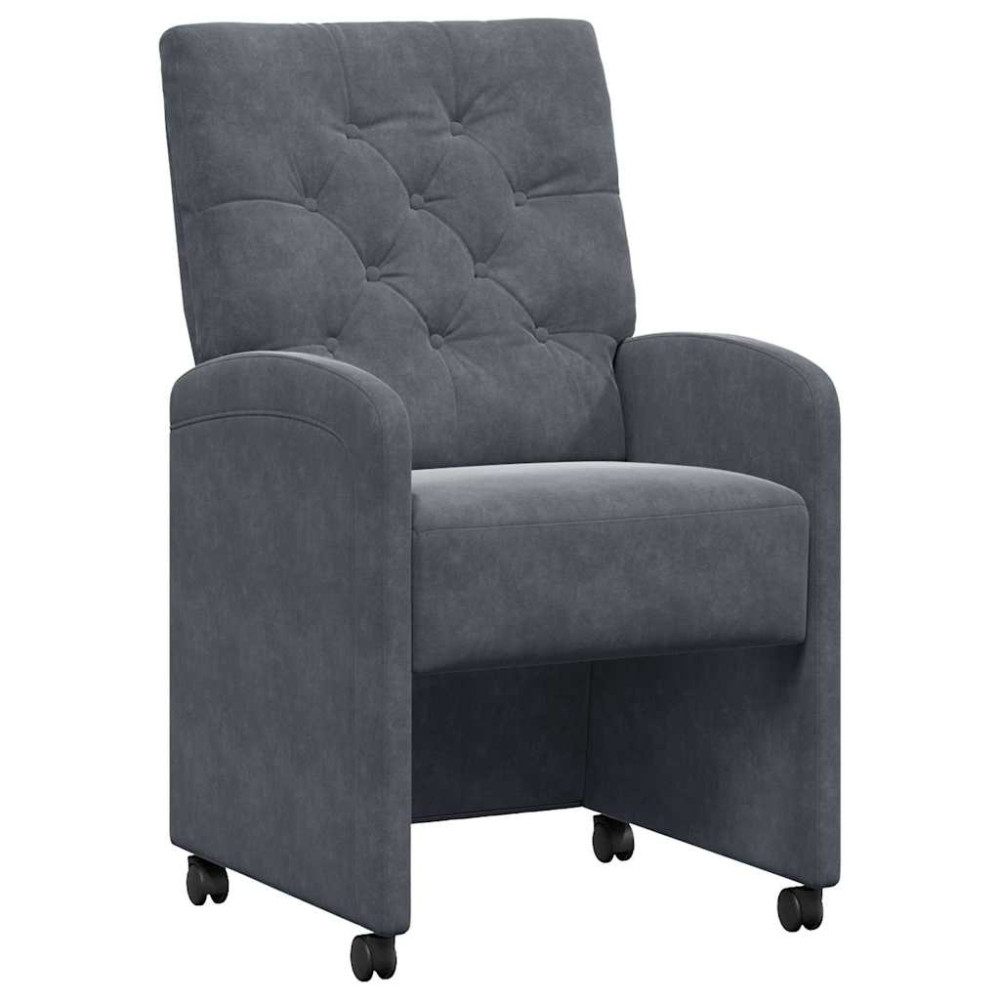 Produktbild för Matstolar med hjul 2 pcs Mörkgrå 58 x 67 x 97 cm Sammet
