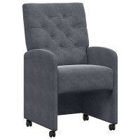 Produktbild för Matstolar med hjul 2 pcs Mörkgrå 58 x 67 x 97 cm Sammet