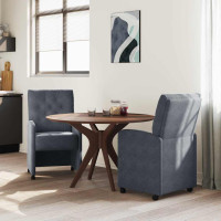Produktbild för Matstolar med hjul 2 pcs Mörkgrå 58 x 67 x 97 cm Sammet