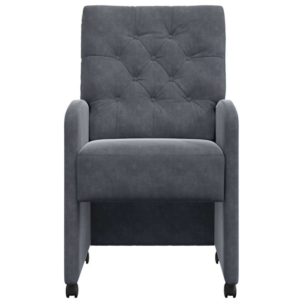 Produktbild för Matstolar med hjul 2 pcs Mörkgrå 58 x 67 x 97 cm Sammet