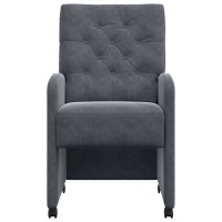 Produktbild för Matstolar med hjul 2 pcs Mörkgrå 58 x 67 x 97 cm Sammet