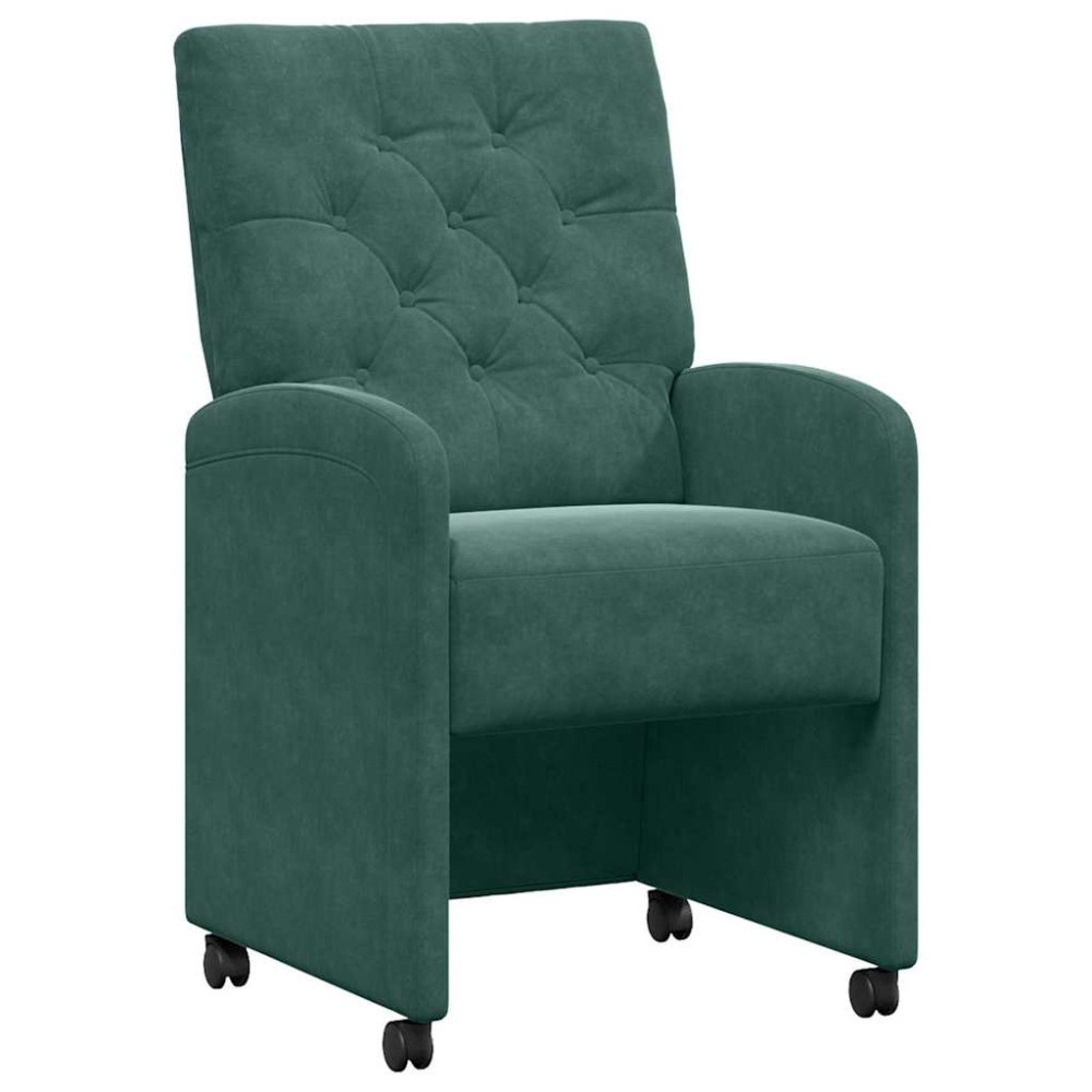 Produktbild för Matstolar med hjul 2 pcs Mörkgrön 58 x 67 x 97 cm Sammet