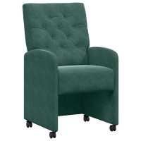 Produktbild för Matstolar med hjul 2 pcs Mörkgrön 58 x 67 x 97 cm Sammet