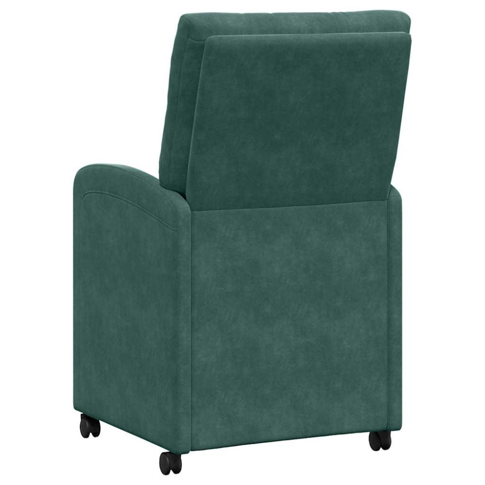 Produktbild för Matstolar med hjul 2 pcs Mörkgrön 58 x 67 x 97 cm Sammet