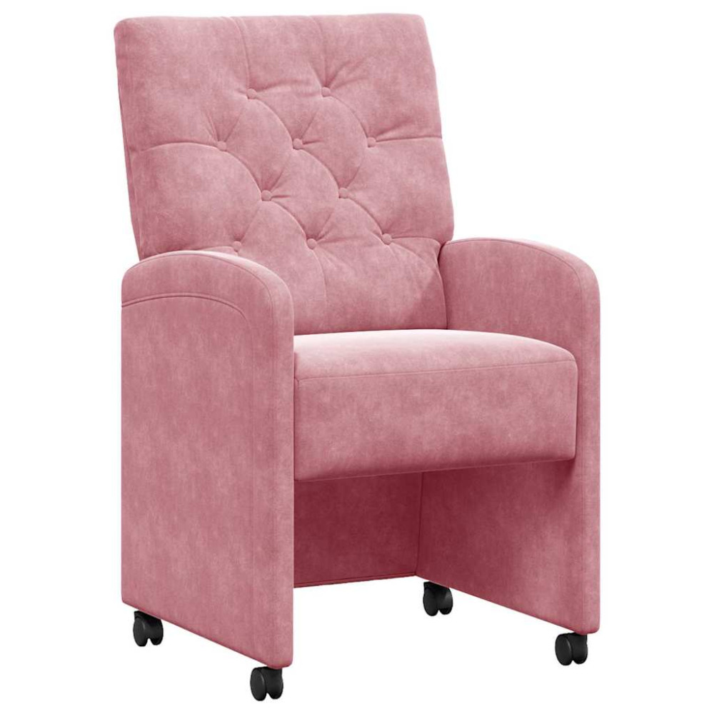 Produktbild för Matstolar med hjul med hjul 2 pcs Rosa 58 x 67 x 97 cm Sammet