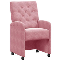 Produktbild för Matstolar med hjul med hjul 2 pcs Rosa 58 x 67 x 97 cm Sammet