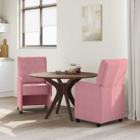 Produktbild för Matstolar med hjul med hjul 2 pcs Rosa 58 x 67 x 97 cm Sammet