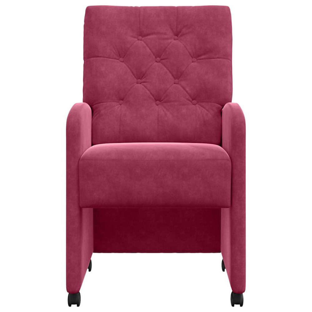 Produktbild för Matstolar med hjul med hjul 2 pcs Vinröd 58 x 67 x 97 cm Sammet
