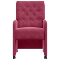 Produktbild för Matstolar med hjul med hjul 2 pcs Vinröd 58 x 67 x 97 cm Sammet
