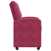 Produktbild för Matstolar med hjul med hjul 2 pcs Vinröd 58 x 67 x 97 cm Sammet
