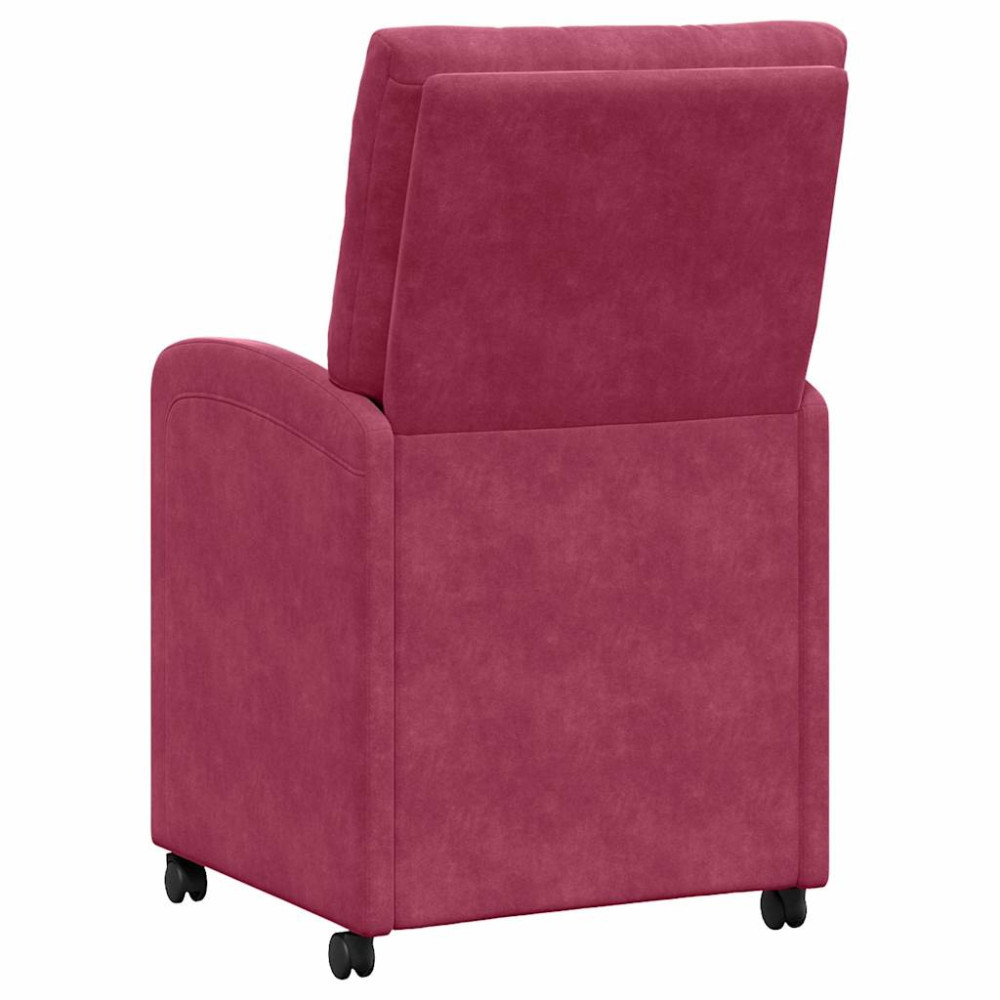 Produktbild för Matstolar med hjul med hjul 2 pcs Vinröd 58 x 67 x 97 cm Sammet