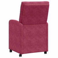 Produktbild för Matstolar med hjul med hjul 2 pcs Vinröd 58 x 67 x 97 cm Sammet