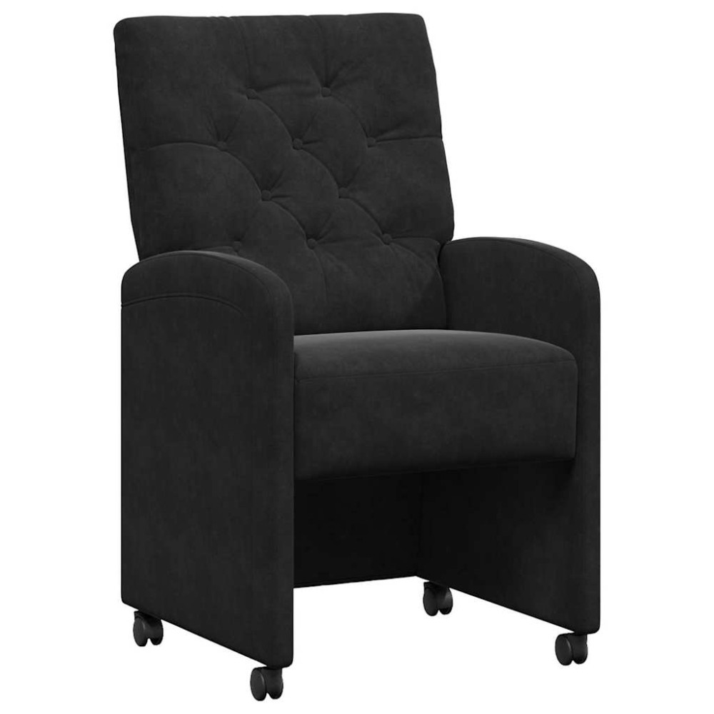 Produktbild för Matstolar med hjul med hjul 2 pcs Svart 58 x 67 x 97 cm Sammet