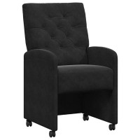 Produktbild för Matstolar med hjul med hjul 2 pcs Svart 58 x 67 x 97 cm Sammet