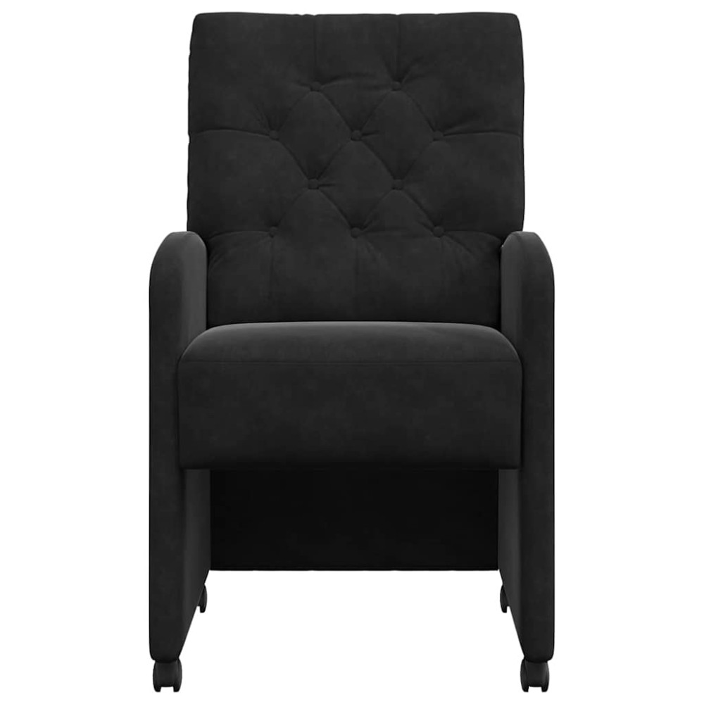 Produktbild för Matstolar med hjul med hjul 2 pcs Svart 58 x 67 x 97 cm Sammet