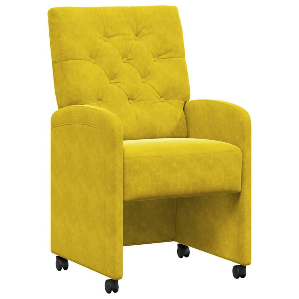 Produktbild för Matstolar med hjul med hjul 2 pcs Gul 58 x 67 x 97 cm Sammet