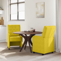Produktbild för Matstolar med hjul med hjul 2 pcs Gul 58 x 67 x 97 cm Sammet