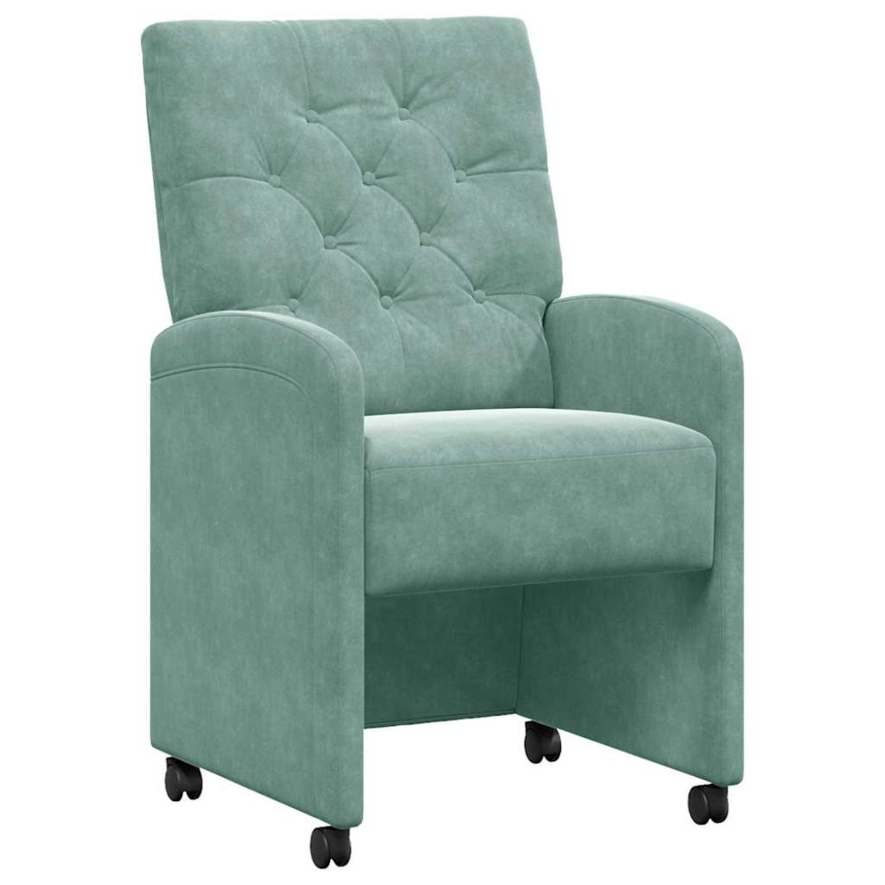 Produktbild för Matstolar med hjul 2 pcs havsgrön 58 x 67 x 97 cm Sammet