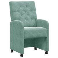 Produktbild för Matstolar med hjul 2 pcs havsgrön 58 x 67 x 97 cm Sammet