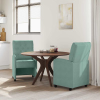 Produktbild för Matstolar med hjul 2 pcs havsgrön 58 x 67 x 97 cm Sammet