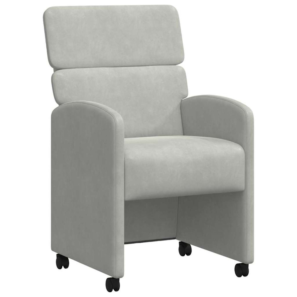 Produktbild för Matstolar med hjul 2 pcs Ljusgrå 58 x 65 x 98 cm Sammet